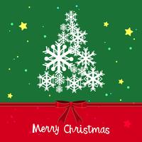 Plantilla de tarjeta de Navidad con árbol de Navidad y estrellas vector