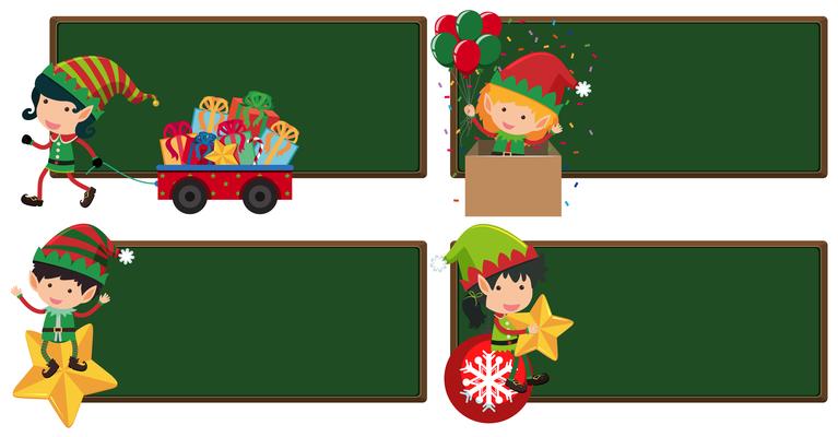 Four board template with christmas eleves