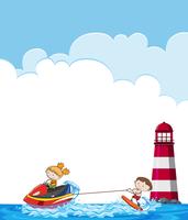 A boy playing jetski template vector