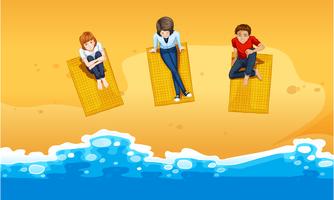 People relaxing on beach vector