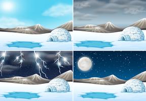 Set of winter landscape different weather vector
