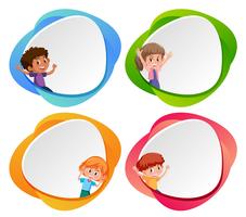 A set of children on blank banner vector