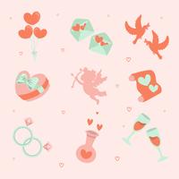 Hand drawn Valentine Icon Set -  Vector Illustration