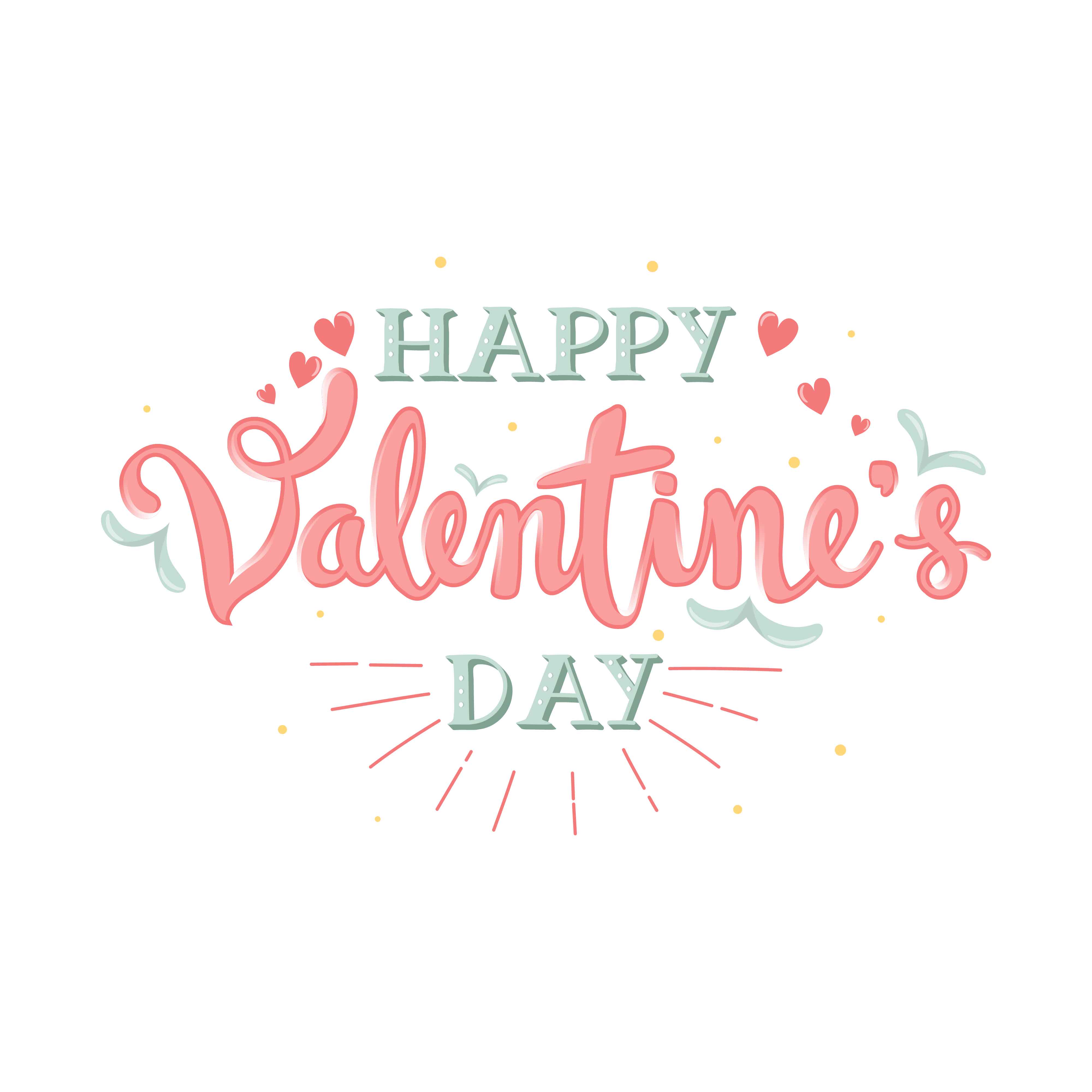 Hand Drawn Happy Valentine S Day Calligraphy Lettering With Banner