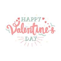 Hand Drawn Happy Valentine's Day Calligraphy Lettering With Banner -  Vector Illustration
