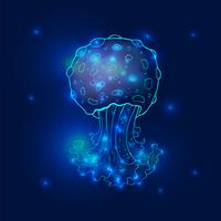 Medallón de neón azul brillante y turquesa que brilla intensamente transparente medusas conjunto cartel decorativo de fondo vector
