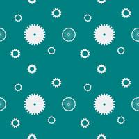 Seamless pattern background cogs gears cogwheels. White gears on dark green background. Design concept vector illustration.