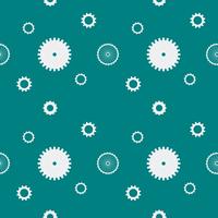 Seamless pattern background cogs gears cogwheels. White gears on dark green background. Design concept vector illustration.