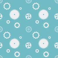 Seamless pattern background cogs gears cogwheels. White gears on blue background. Design concept vector illustration.