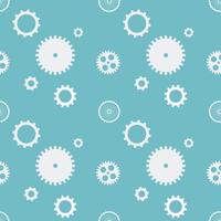 Seamless pattern background cogs gears cogwheels. White gears on blue background. Design concept vector illustration.