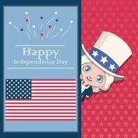 July 4 greeting card with Uncle Sam vector