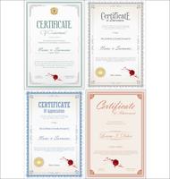 Set of Achievement certificate design with seals vector