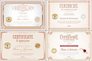 Set of Achievement certificate design with seals vector