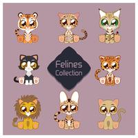 Collection of cute felines vector
