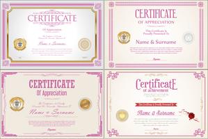 Set of Achievement certificate design with seals vector