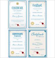 Set of Achievement certificate design with seals  vector