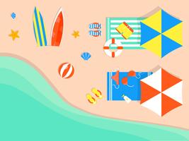 Vacaciones de verano, ilustración de vector de cartel de playa de verano