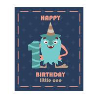 Birthday greeting with monster vector