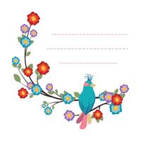 Lovely notepad template with bird and flower design vector