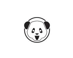 panda logo black and white head  vector