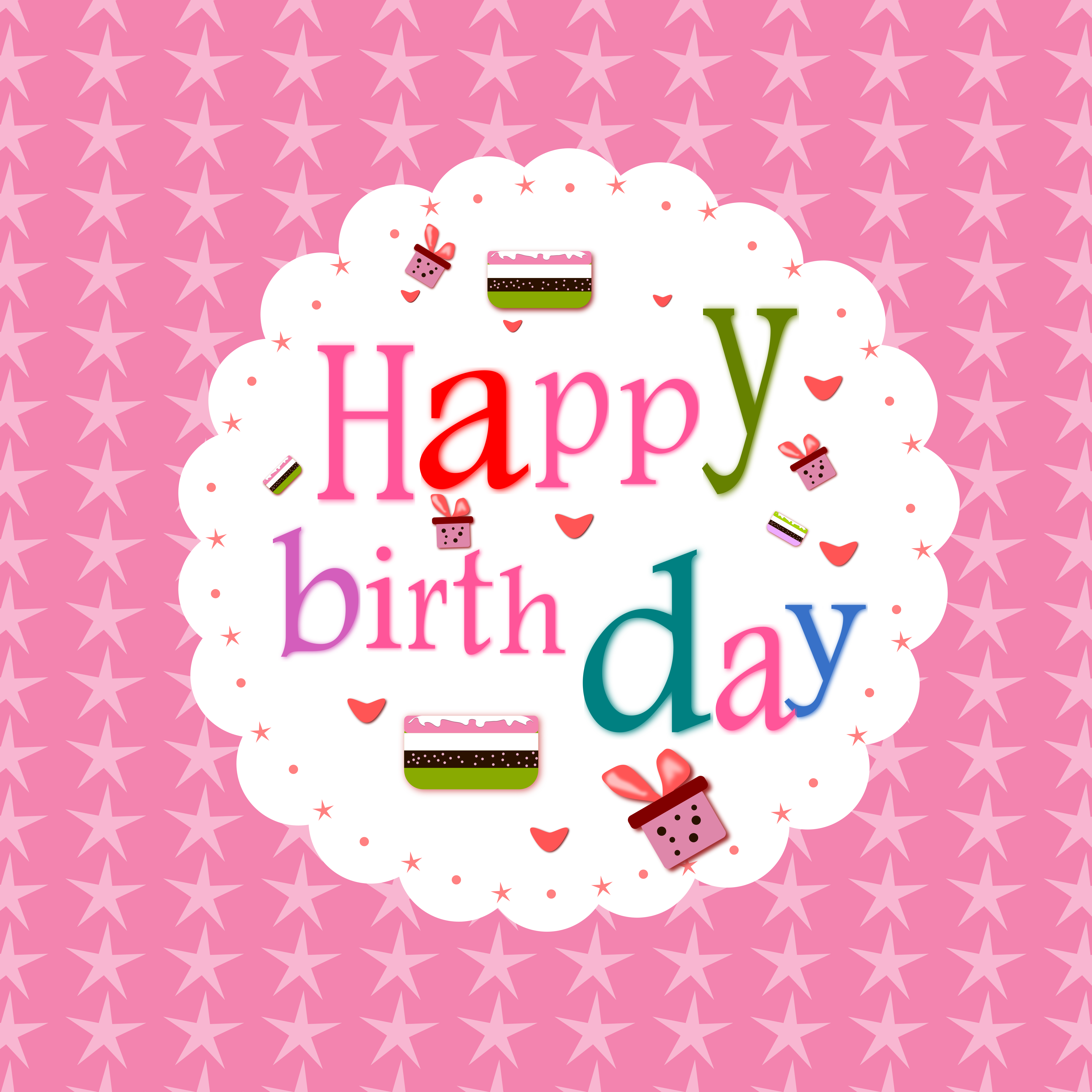 Happy Birthday Postcard White Color Frame Vector Illustration On