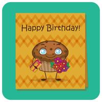 Birthday greeting with muffin character vector