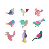Collection of beautiful colorful stylized birds