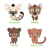 Set of animals belonging to the feliformia family vector