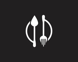 Tenedor y cuchara logo vector de restaurante