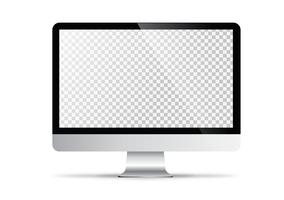 Maqueta en frente del monitor que se ve realista con pantalla transparente vector
