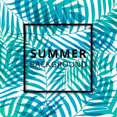 Palm leave pattern summer background.