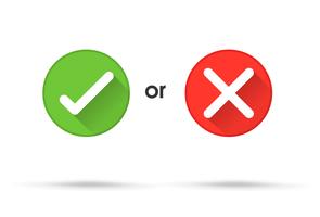 True and false symbols accept rejected for evaluation. Vector Simple and modern style.