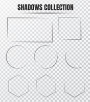 Realistic shadow effect vector set Separate components on a transparent background