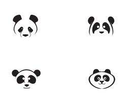 panda logo black and white head  vector