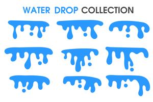 Water drops and water curtains in a simple flat cartoon style. vector