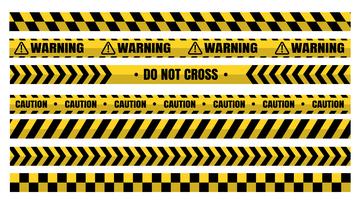 Los juegos de cintas de advertencia de peligro deben tener cuidado con la construcción y el crimen. vector