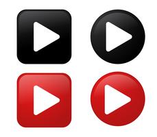 Icono de juego Colección de botones negro y rojo 3D. vector