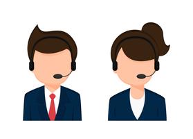 Operator Employee male and female cartoon characters. vector