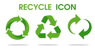 Símbolo de flecha de reciclaje Significa el uso de recursos reciclados. Icono del vector en un fondo blanco.