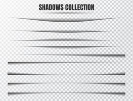 Realistic shadow effect vector set Separate components on a transparent background