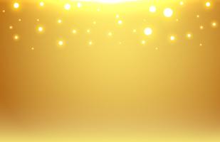 Abstract gold blurred background with bokeh and gold glitter header. vector