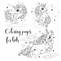 Magical unicorns coloring. For children. Vector illustrations.
