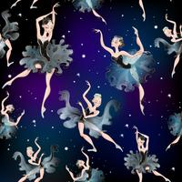 Dancing ballerinas on a star pattern background. Vector. vector