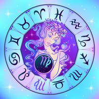 Signo del zodiaco Virgo una niña hermosa. Horóscopo. Astrología. vector