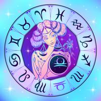 Zodiac sign Libra a beautiful girl. Horoscope. Astrology. Vector. vector