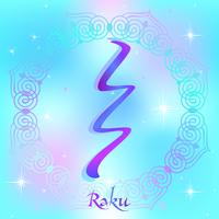 Símbolo de Reiki. Un signo sagrado. Raku. Energía espiritual. Medicina alternativa. Esotérico. Vector