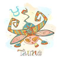 Children's horoscope icon. Zodiac for kids. Taurus sign . Vector. Astrological symbol as cartoon character.