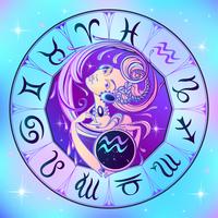 Signo del zodiaco Acuario una hermosa niña. Horóscopo. Astrología. Vector