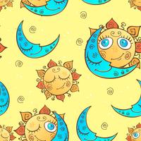 Seamless pattern with sun and moon for children . Vector