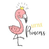 Flamingo. Little princess.Flamingo girl in a cute style. Inscription. Vector. vector